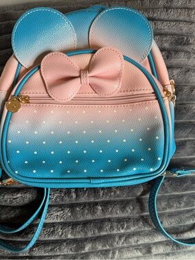 Pink to Blue Ombre Minnie Ear Crossbody Bag with Bow
